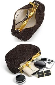 Bolso de Mano Tejido para Mujer, Estilo Retro Casual, Cadena Metálica de Alta Gama, Bolso Pequeño de Hombro o Cruzado, Forma de Dumpling - Product Image 2