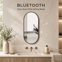 Miroir de salle de bain ovale intelligent à LED avec éclairage frontal, pour maquillage, salon, gradation progressive, 3 couleurs, anti-buée, Bluetooth