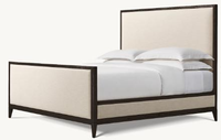 Lit mural king-size en chêne massif de luxe avec baldaquin en tissu, design européen, lit plateforme