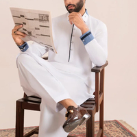 En Yeni Tasarım İslami Erkek Şalvar Kameez Yan Cepli Rahat Kesim Normal Boy Hızlı Kuruyan Kırışmaz Pamuklu Parti Kıyafeti