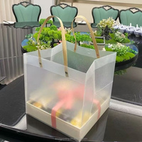 Sac d'emballage transparent carré à grande capacité pour emporter, idéal pour les boîtes à gâteaux, les plateaux de fruits, les sacs cadeaux
