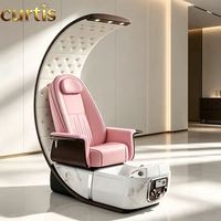 Fauteuil de pédicure électrique de luxe robuste avec siège inclinable, lampe LED 7 couleurs et massage qualité spa pour salons de manucure et spas de luxe