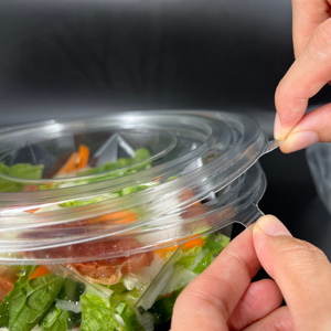 Round take out salad bowl takeaway transparent clear fast disposable plastic food containers with lids