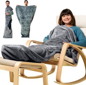 Selimut sherpa bulu flanel saku kaki ringan dengan selimut lempar saku marsuper TV selimut lutut - Product Image 3