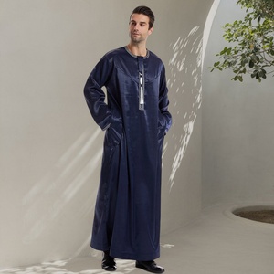 Saudi Arab <b>Men</b> <b>Thobe</b> with Long Sleeve Front Zipper Jubba Muslim <b>Men's</b> Clothing 833# - Product Image 3