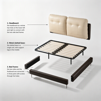 Luxuriöses Rahmensofa in Kingsize, Gepolstertes Smartes Multifunktionales Holzbett, Verstellbares Modernes Lederbettgestell