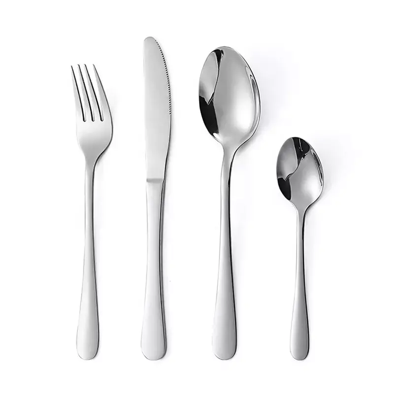 Bulk Modern Hotel Wedding Restaurant Kitchen Flatware Mirror Silver Spoon Salad Spoon Fork Knife Stainless Steel Cutlery Set