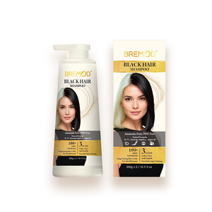 BREMOD Shampoo Colorante Nero al Ginseng Senza Ammoniaca, Non Macchia la Pelle, Copertura 100% Capelli Grigi e Bianchi, Colorazione Rapida in <span class=keywords><strong>8</strong></span> Minuti, 200g*2 - Product Image 6