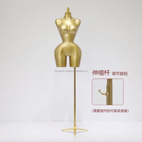 Mannequin Femme Grande Taille Courbes Généreuses, Fesses et Poitrine Volumineuses, en Plastique ABS Doré Peint, Torse BBL Taille L, pour Vente en Gros