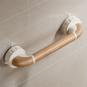 Poignée de sécurité à ventouse pour salle de bain, antidérapante avec poignée en bois, sans perçage, pour l'aide aux personnes âgées - Product Image 1