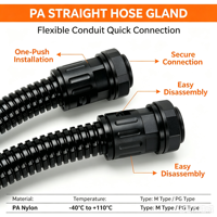 Glande de raccordement droite en nylon PA66 pour tube ondulé, connecteur étanche IP67, accessoires électriques, couleur personnalisée noir