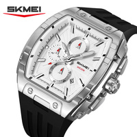 Skmei 2363 Silikon Metal Büyük Boy Erkek İş Kuvars Analog Japon Mekanizmalı Saat