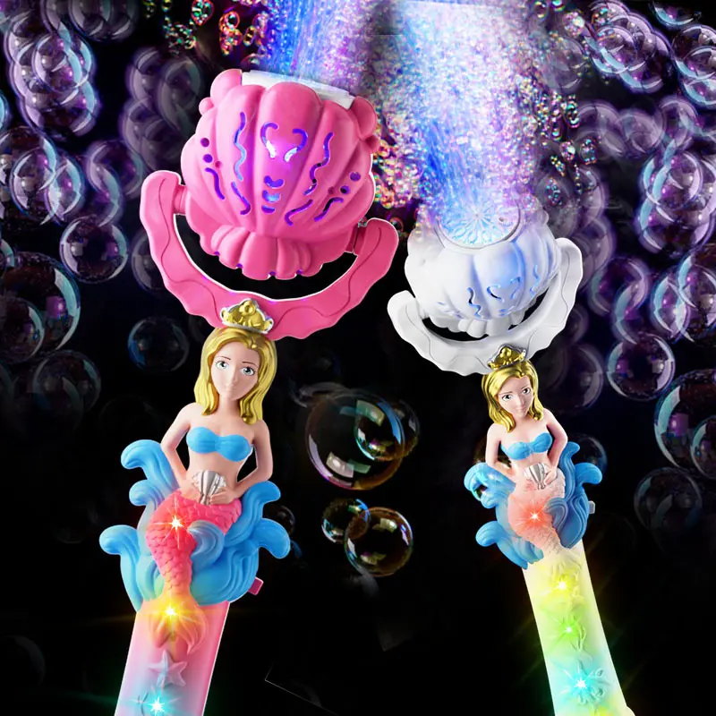 Syh70 Automatic Electric Bubble Gun Summer Outdoor Mermaid Gun Soap Water Bubble Machine Toys For Kids