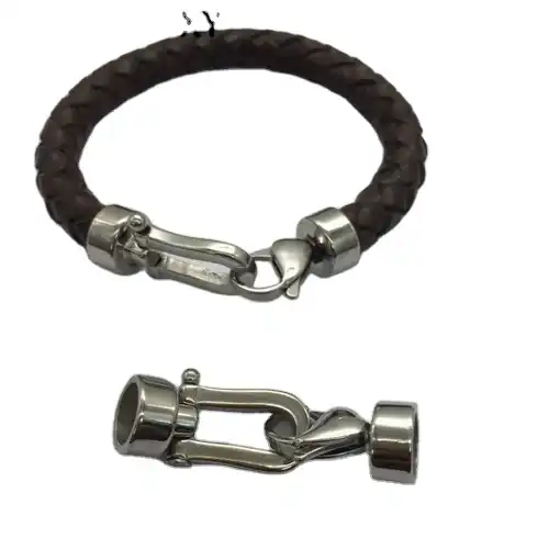 Bracelet Clasp Set - Hook Connector and Spacer Bead - Stainless Steel