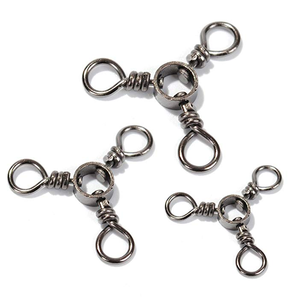 Penjualan laris kait jepret putar bantalan bola padat Aksesori atasan konektor jepret bergulir tali pancing lintas garis tiga arah - Product Image 1