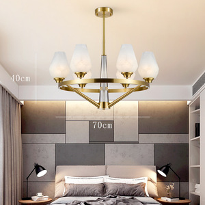 โคมไฟระย้าแบบผสมผสานสไตล์จีนใหม่ ทำจากทองแดงทั้งหมด สำหรับห้องนอน ห้องนั่งเล่น และห้องโถง ให้แสงสว่างหรูหรา - Product Image 6