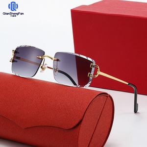 Lunettes de soleil sans monture <span class=keywords><strong>Ka</strong></span> Jia pour femme, décorées en forme de C, style européen et américain, luxe léger, personnalisées - Product Image 4