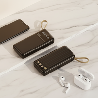 Batterie externe ultra-fine 20000mAh à charge rapide avec câble de charge intégré, chargeur portable universel pour téléphones iPhone et Android