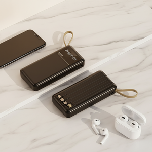 แบตสำรองแบบพกพาขนาดบางพิเศษ ความจุ 20000mAh พร้อมสายชาร์จในตัว รองรับการชาร์จเร็ว ใช้ได้กับโทรศัพท์ <span class=keywords><strong>iPhone</strong></span> และ Android - Product Image 1