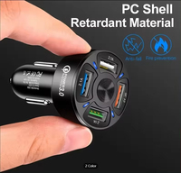Lampe LED Mini USB Chargeur Adaptateur 4-en-1 Ports Quick Charge Wireless Car Charger PD QC3.0 pour téléphone portable Allume-cigare