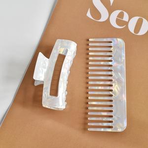 YJL مشبك مخلب مخصص 2 طقم أنيق كلاسيكي أزياء بسيطة مشط/مشبك شعر مستعار شكل مستطيلي أجوف - Product Image 5