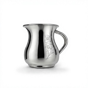 Carafe à eau en acier inoxydable avec couvercle et poignée, finition miroir, pour servir l'eau, le jus, le lait, à la maison, à la salle à manger, en cuisine - Product Image 1