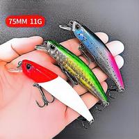 Pêche 75mm 11g méné appât dur artificiel longue coulée Jerkbait Pesca pour bar truite de mer matériel de pêche