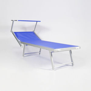 Chaise longue <span class=keywords><strong>de</strong></span> plage pliante moderne en aluminium pour extérieur, avec pare-<span class=keywords><strong>soleil</strong></span> détachable et dossier réglable en hauteur, idéale pour le camping, le parc, la cour et la chambre. - Product Image 2