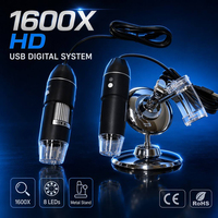 Microscope numérique USB professionnel 1600X HD, caméra d'inspection portable avec support métallique pour réparation de circuits imprimés et laboratoire