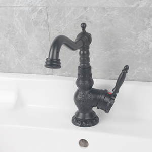 Robinet de style noir, lavabo de style européen, robinet rétro pour salle de bain, <span class=keywords><strong>eau</strong></span> <span class=keywords><strong>chaude</strong></span> et froide - Product Image 1