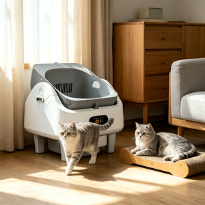 En stock : Bac à litière automatique compatible avec le sable pour chat au tofu et à la bentonite - Product Image 1