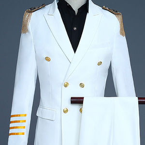 <span class=keywords><strong>Abito</strong></span> da Capitano da Uomo, Completo <span class=keywords><strong>Doppiopetto</strong></span> con Nappe e Spalline, Uniforme per Spettacoli, <span class=keywords><strong>Abito</strong></span> da Studio Fotografico - Product Image 1