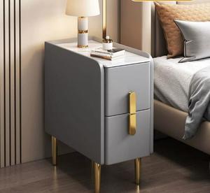 Super Narrow Modern Bedside Cabinet with 2 <strong>Drawers</strong> <strong>Small</strong> Solid Wood Nightstand for Bedroom &amp; Living Room Luxury Storage - Product Image 4