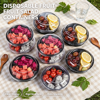Groothandel ronde voedselveilige fruitsalade doos met transparant deksel, wegwerpbaar plastic fruitplateau met compartimenten