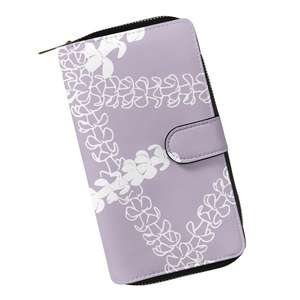 محفظة نسائية طويلة أنيقة بسحاب من Puakenikenenian محفظة بسوستة زهور من هاواي بطبقات متعددة من الجلد الصناعي العملي الرائع - Product Image 3