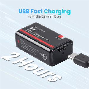 USBリチウムイオン9V低自己放電バッテリー3.7V 1000mAh充電ケーブル付き - Product Image 6