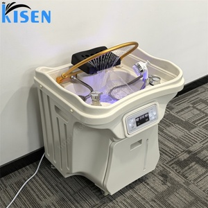 Kisen Bac à shampoing professionnel à double cuve, design sans tuyauterie, pour spa capillaire et thérapie japonaise, avec éclairage - Product Image 1