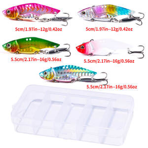Lot de 5 leurres de pêche <span class=keywords><strong>VIB</strong></span> en métal avec boîte à accessoires, leurres durs vibrants à lame rotative pour la pêche au bar, au brochet, en eau salée et en eau douce - Product Image 2
