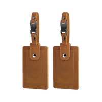 Étiquette de bagage en cuir Crazy Horse écologique à motif écossais rétro européen-américain avec boucle d'insertion anti-regard indiscret pour carte d'embarquement