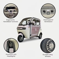 Tricycle Électrique Léger 2026 Mini 60V 1000W à Trois Places, Scooter Électrique Fermé pour Adultes, Mini Tuk-Tuk Électrique pour Trajets Domestiques