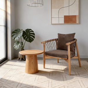 Sillón Individual de Madera Maciza de Estilo Nórdico, Sillón de Ocio para Balcón, Tejido con Cuerda, Moderno, para Sala de Estar - Product Image 4