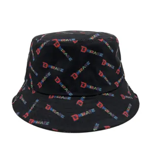 OEM-gorro de poliéster negro con logotipo personalizado para hombre y mujer, gorro de pescador con estampado completo para verano