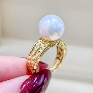 Base para Anillo de Plata S925 con Cuentas Redondas de 9-13 mm, Accesorios de Perlas para DIY, Base para Joyería de Moda, Tamaño 25 mm, 10461 - Product Image 1