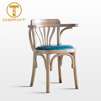 Chaise de salle à manger en bois massif de style nordique rétro personnalisée, siège en cuir PU, chaise en bois pour café, bistrot, restaurant