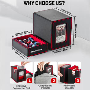 Boîte de rangement pour cartes en cuir PU JUZI en gros avec plateau à dés, présentoir <span class=keywords><strong>Commander</strong></span>, boîte de jeu TCG personnalisée de haute qualité - Product Image 3