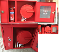 Armoire anti-feu rouge à double porte 1050*750*250mm en acier au carbone (1,0mm) avec enrouleur de tuyau d'incendie 1''x30m, extincteur à poudre sèche