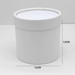 크라프트 종이 꽃꽂이 포장 상자 수제 소형 원형 버킷 생화용 맞춤 사이즈 및 색상 선물 포장 - Product Image 1