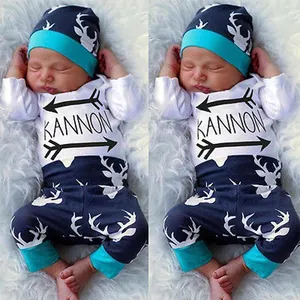 在线新生婴儿服装套装圣诞印花圣诞老人服装婴儿服装套装新生婴儿服装