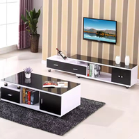 Meuble TV extensible de luxe moderne avec table basse intégrée, meuble multimédia pour salon, table basse centrale pour hôtels et ateliers