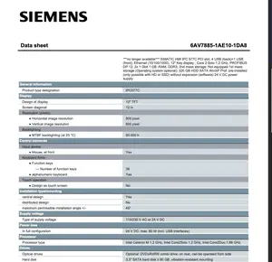 Yeni 100% orijinal Siemens PLC 6AV7885-1AE10-1DA8 SIMATIC HMI 577 C 6AV7885-1AE10-1DA8